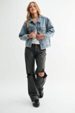 The Aura Cropped Denim Jacket - Image 3