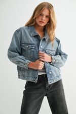 The Aura Cropped Denim Jacket - Image 4