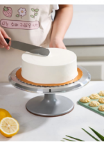 Aluminum Alloy Rotating Cake Turntable with Non-Slip Glass Surface & Commercial Cake Decorating Stand for Icing & Piping & Baking Supplies for Birthday Cakes - Image 3