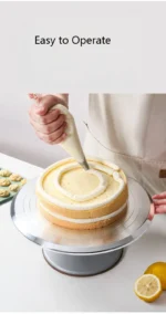 Aluminum Alloy Rotating Cake Turntable with Non-Slip Glass Surface & Commercial Cake Decorating Stand for Icing & Piping & Baking Supplies for Birthday Cakes - Image 6