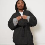 Valentina Sherpa Wrap Coat - Black