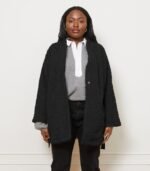Valentina Sherpa Wrap Coat - Black - Image 3