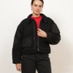 Vanessa Shearling Bomber Jacket - Black
