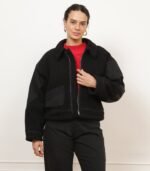 Vanessa Shearling Bomber Jacket - Black