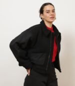 Vanessa Shearling Bomber Jacket - Black - Image 4