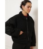 Vanessa Shearling Bomber Jacket - Black - Image 6