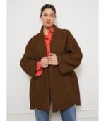 Valentina Sherpa Wrap Coat - Chocolate - Image 2