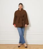Valentina Sherpa Wrap Coat - Chocolate