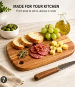 Food Grade Mango Wood Serving Board with Round Corner Wooden Paddle Cutting Board for Bread Meat Fruit Custom Brand - Image 4