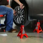 2/3/6/12 Ton Auto Repair Tool Big Red Color Steel  Frame and Ductile Iron Portable Adjustable Car Axle Jack Stand - Image 6