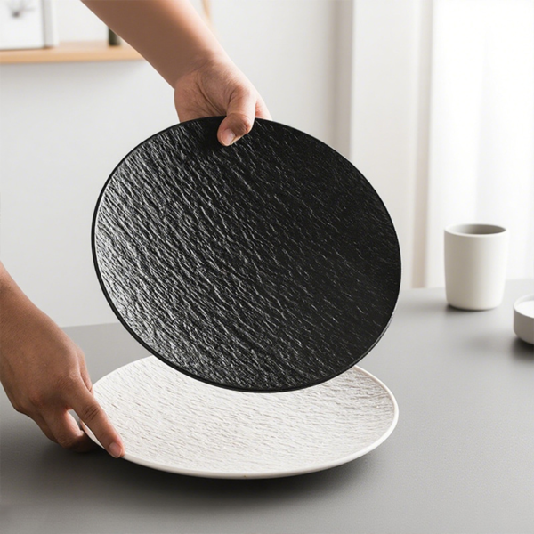 Matte Plastic Stoneware Plates Reusable for Catering Party Home Dining