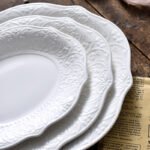 Lace Plate Retro Ins Nordic Style Tableware Ceramic Household Dessert Plate Western Steak Plate Solid Color Dumpling Plate - Image 4