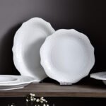 Lace Plate Retro Ins Nordic Style Tableware Ceramic Household Dessert Plate Western Steak Plate Solid Color Dumpling Plate - Image 3